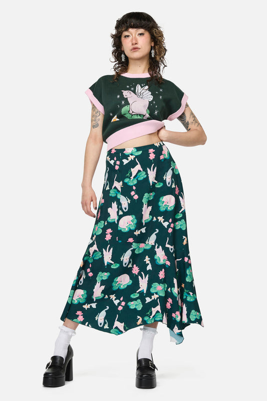 Dangerfield - Lilycat Cottagecore Midi Skirt - green