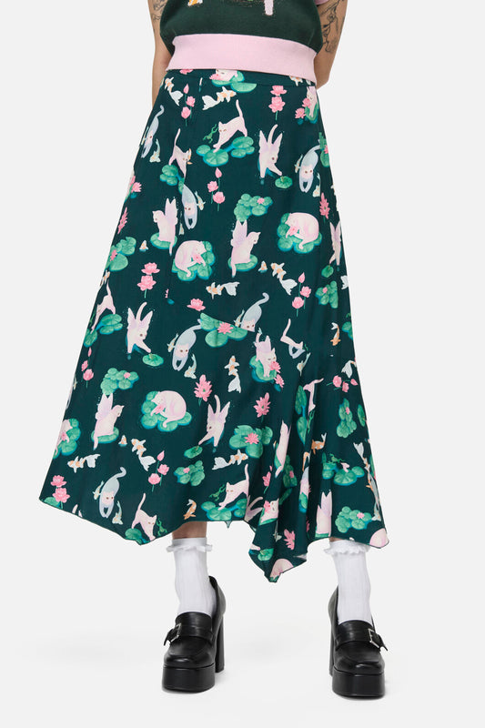 Dangerfield - Lilycat Cottagecore Midi Skirt - green