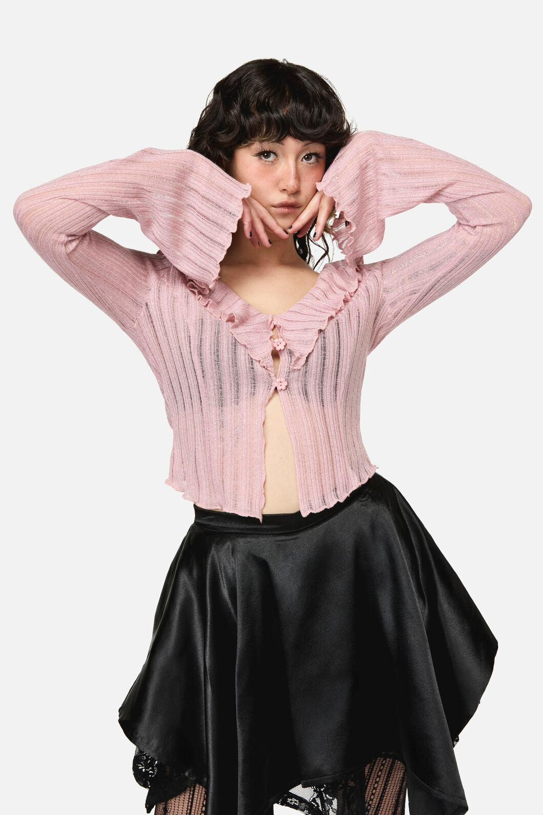 Dangerfield - Ladybug Ruffle Cardigan - pink