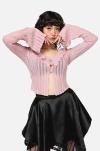 Dangerfield - Ladybug Ruffle Cardigan - pink