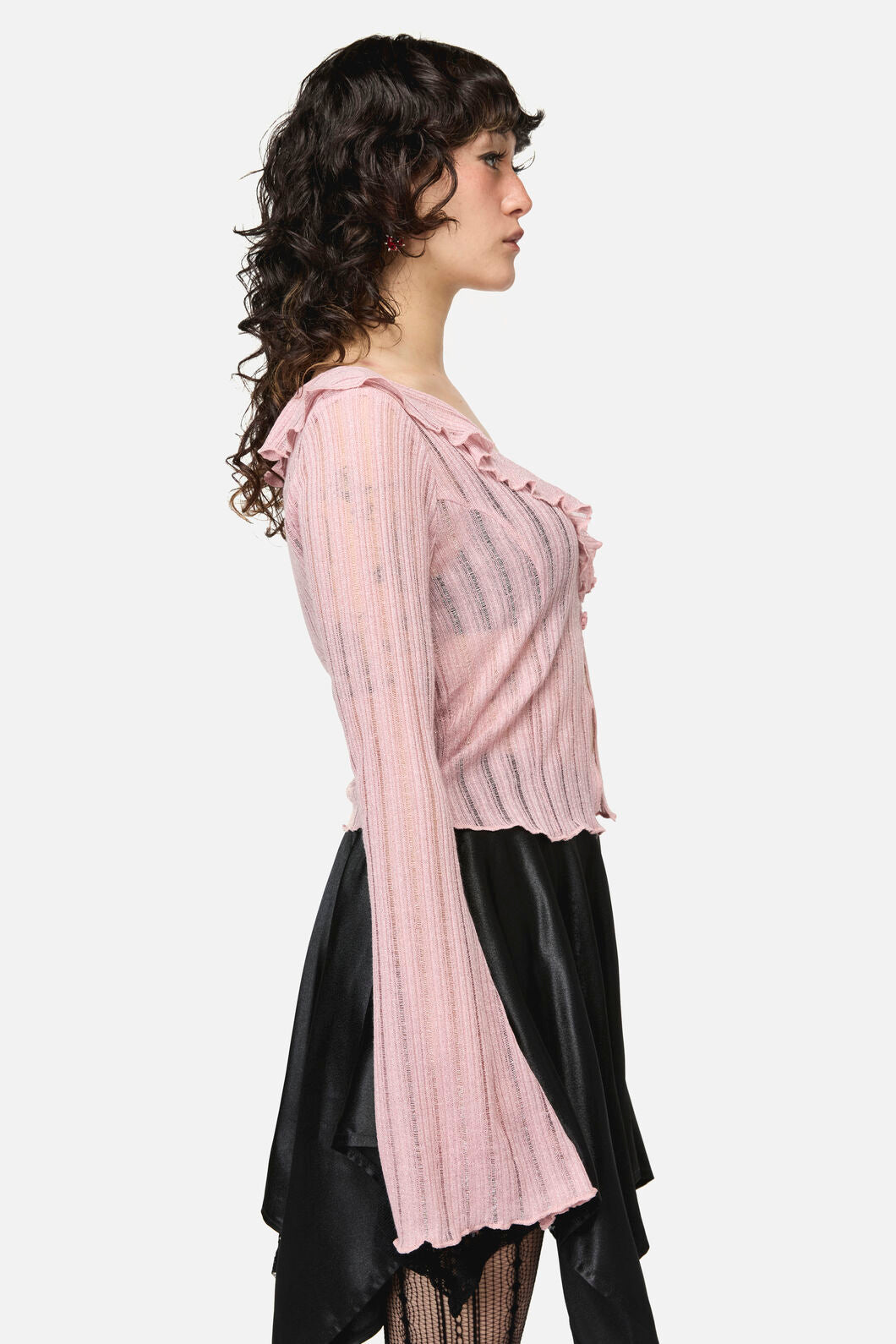 Dangerfield - Ladybug Ruffle Cardigan - pink