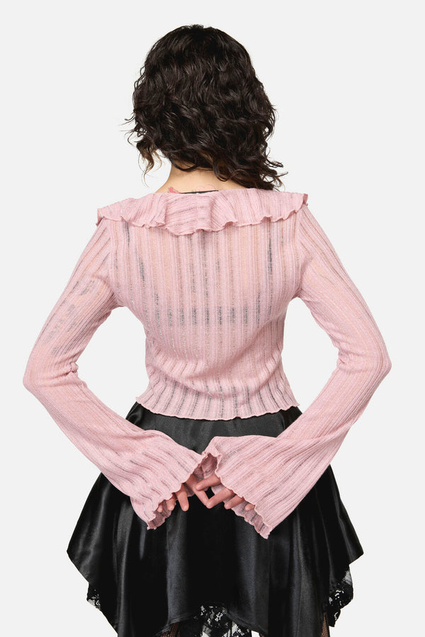 Dangerfield - Ladybug Ruffle Cardigan - pink
