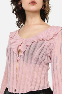 Dangerfield - Ladybug Ruffle Cardigan - pink