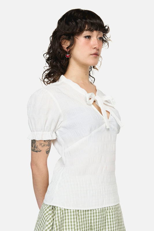 Dangerfield - Naiad Pond Tie Blouse - cream