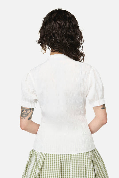 Dangerfield - Naiad Pond Tie Blouse - cream