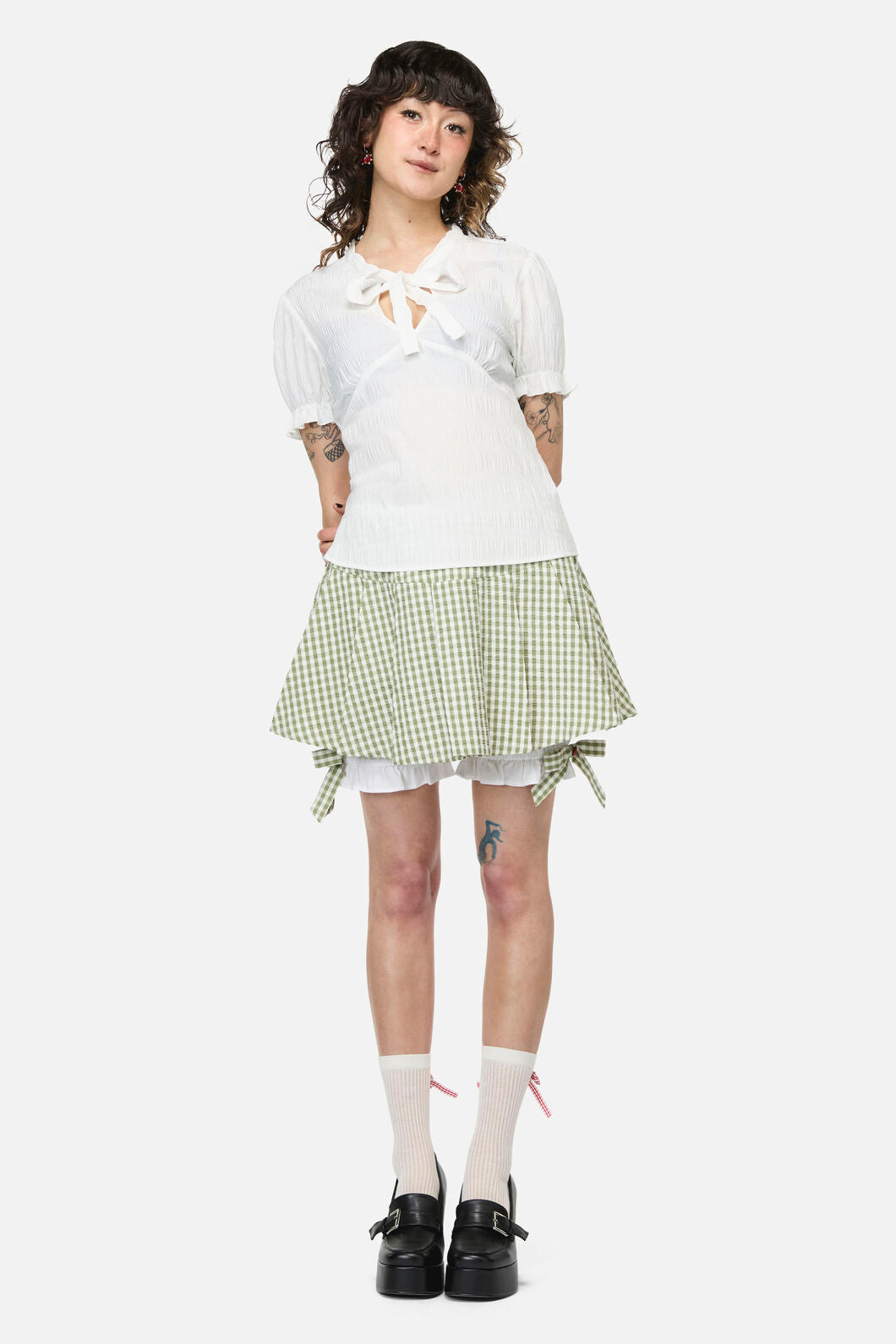 Dangerfield - Naiad Pond Tie Blouse - cream