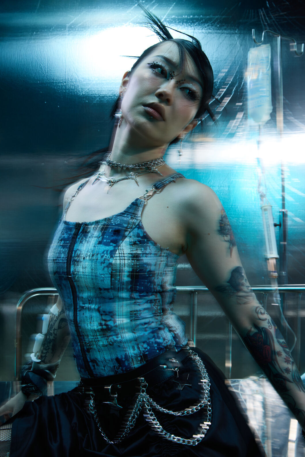 Dangerfield - Fiendish Tartan Goth Top - multi