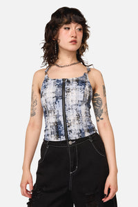Dangerfield - Fiendish Tartan Goth Top - multi
