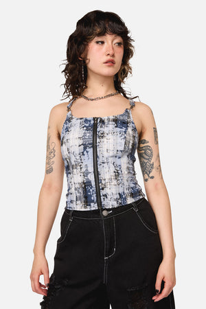 Dangerfield - Fiendish Tartan Goth Top - multi