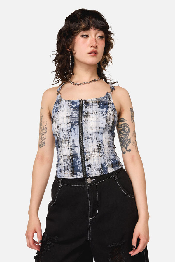 Dangerfield - Fiendish Tartan Goth Top - multi