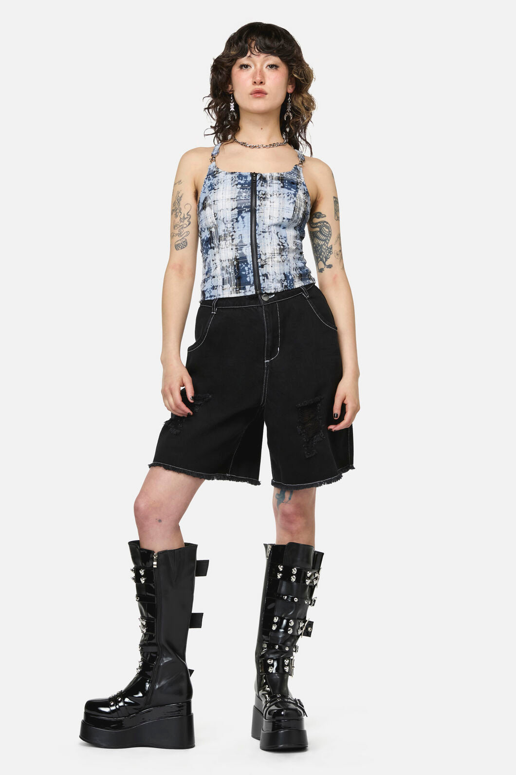 Dangerfield - Fiendish Tartan Goth Top - multi