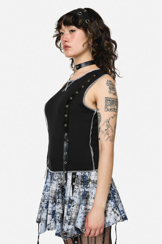 Dangerfield - Nancy Eyelet Punk Tank Top - black