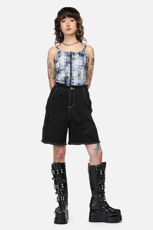 Dangerfield - Divination Goth Ripped Short - black