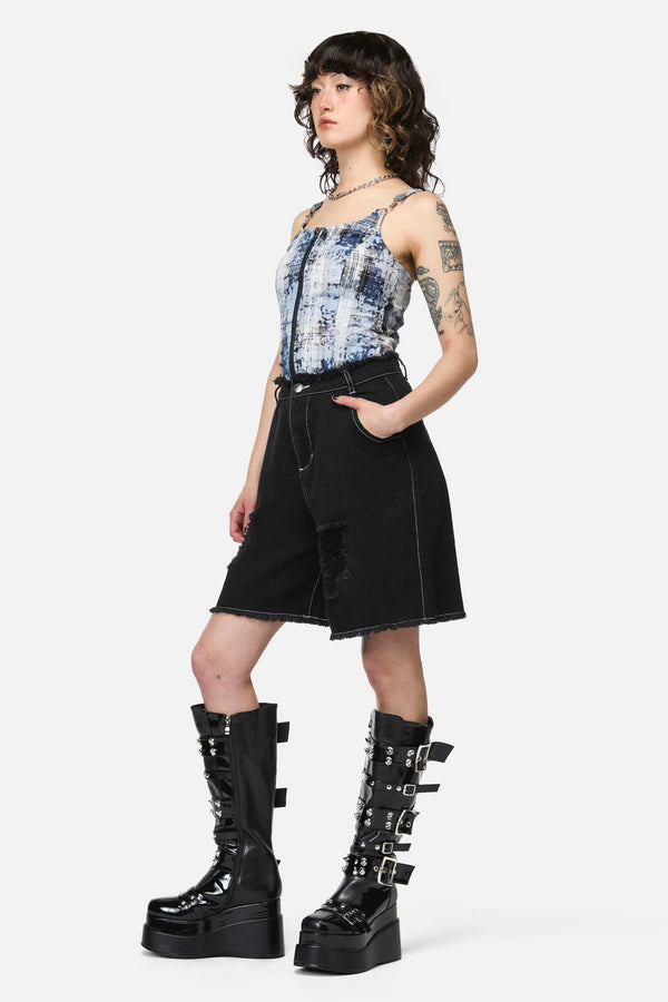 Dangerfield - Divination Goth Ripped Short - black