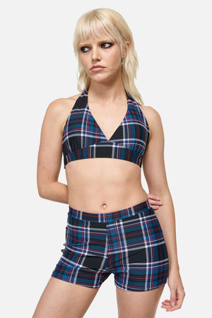 Dangerfield - Edgy Tartan Bikini Top  - blue-red