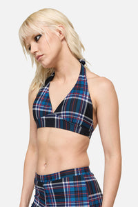 Dangerfield - Edgy Tartan Bikini Top  - blue-red