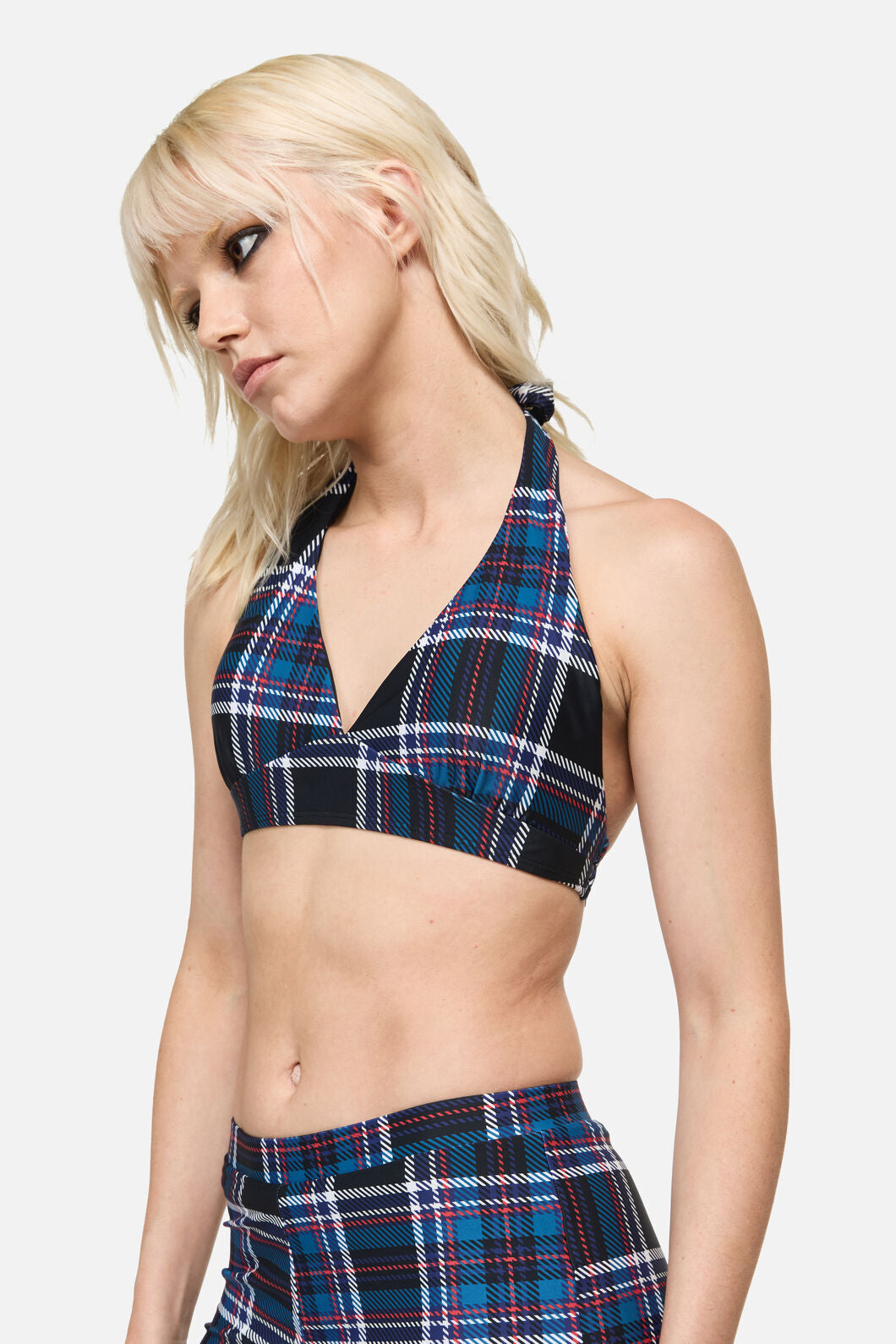 Dangerfield - Edgy Tartan Bikini Top  - blue-red