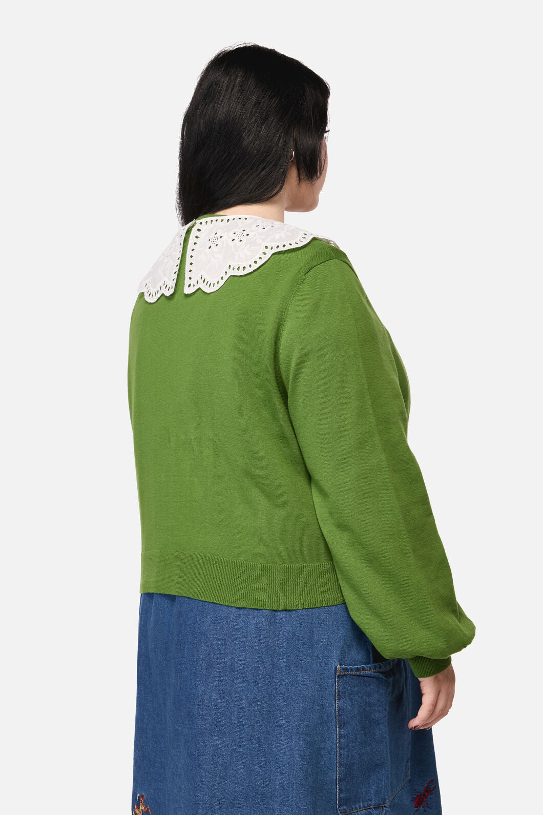 Dangerfield - CurveInsectLoverLaceTrimCardig - green