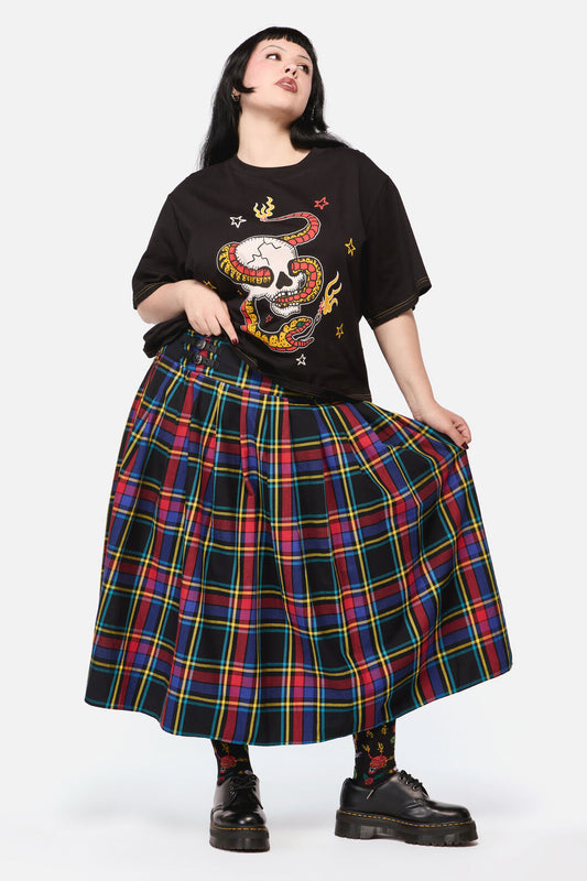 Dangerfield - Curve Anarchic TartanMidiSkirt - multi