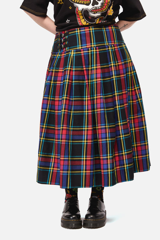 Dangerfield - Curve Anarchic TartanMidiSkirt - multi
