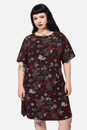Dangerfield - Curve Pirate Punk Print Dress - black