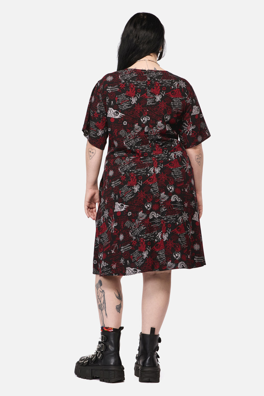 Dangerfield - Curve Pirate Punk Print Dress - black