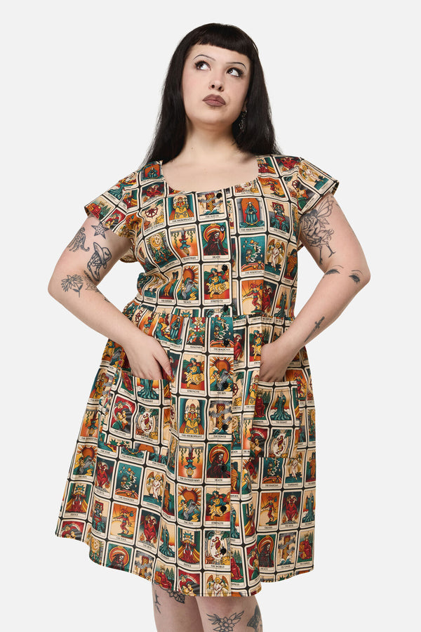 Dangerfield - Curve Tarot Print Goth Dress - multi