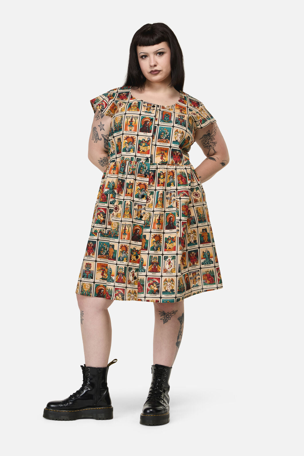 Dangerfield - Curve Tarot Print Goth Dress - multi