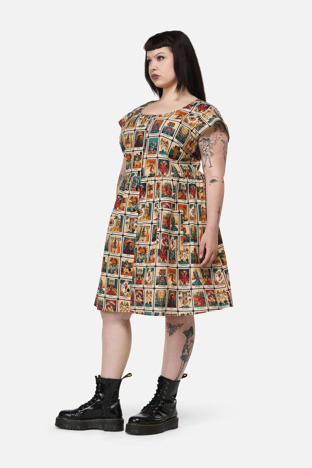 Dangerfield - Curve Tarot Print Goth Dress - multi