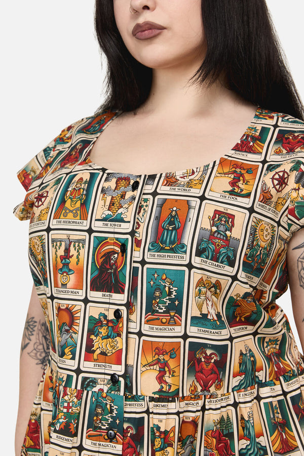 Dangerfield - Curve Tarot Print Goth Dress - multi