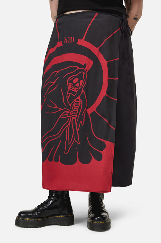Dangerfield - Curve Reaper Goth Midi Wrap Skirt - black