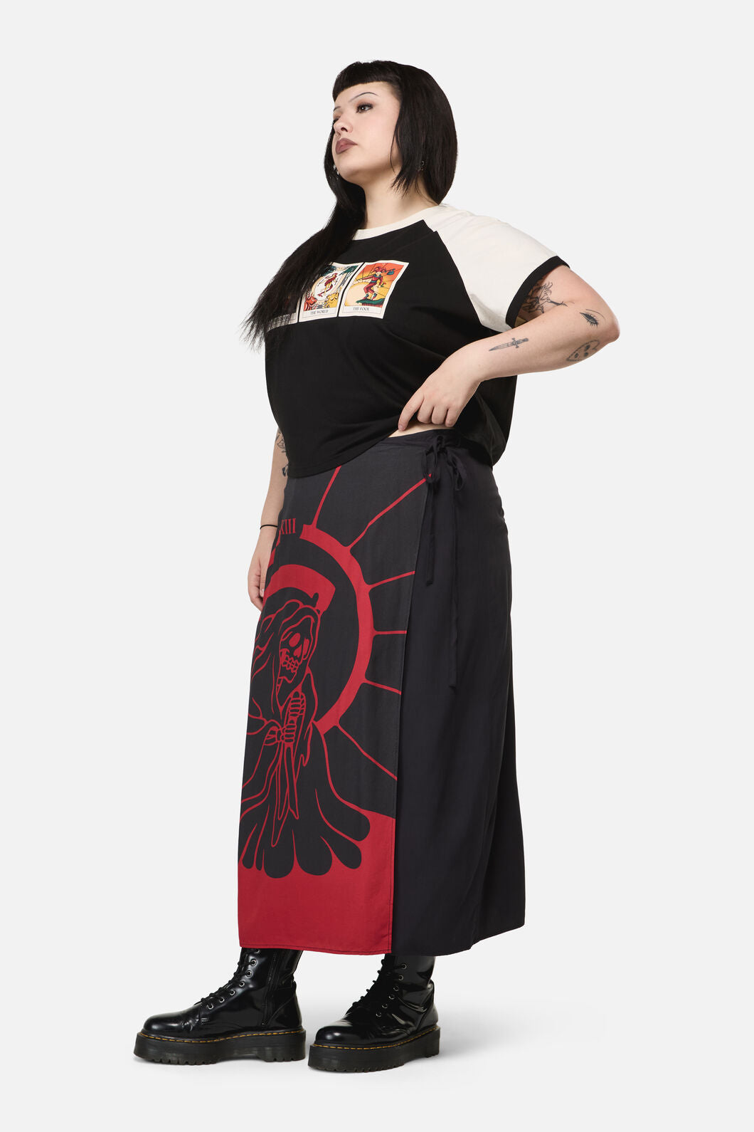 Dangerfield - Curve Reaper GothMidiWrapSkirt - black