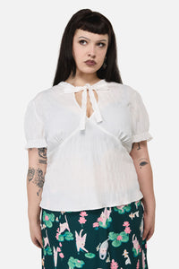 Dangerfield - Curve Naiad Pond Tie Blouse - cream