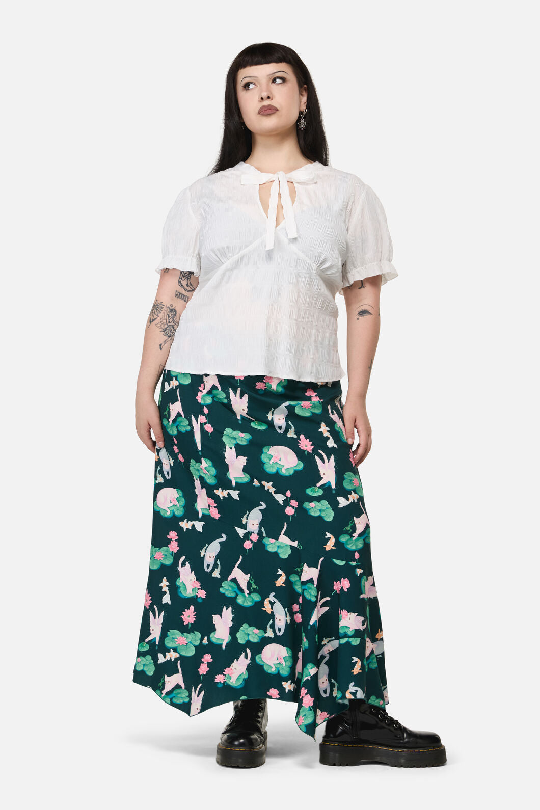 Dangerfield - Curve Naiad Pond Tie Blouse - cream