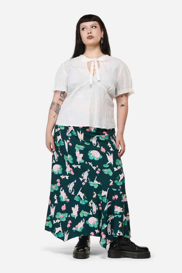Dangerfield - Curve Naiad Pond Tie Blouse - cream