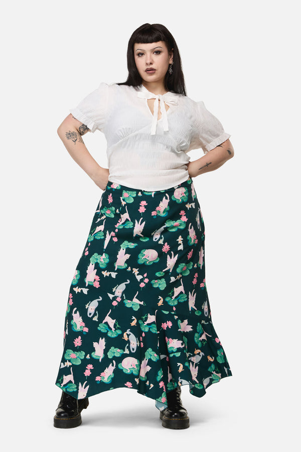 Dangerfield - Curve Lilycat Cottagcore Midi Skirt - green