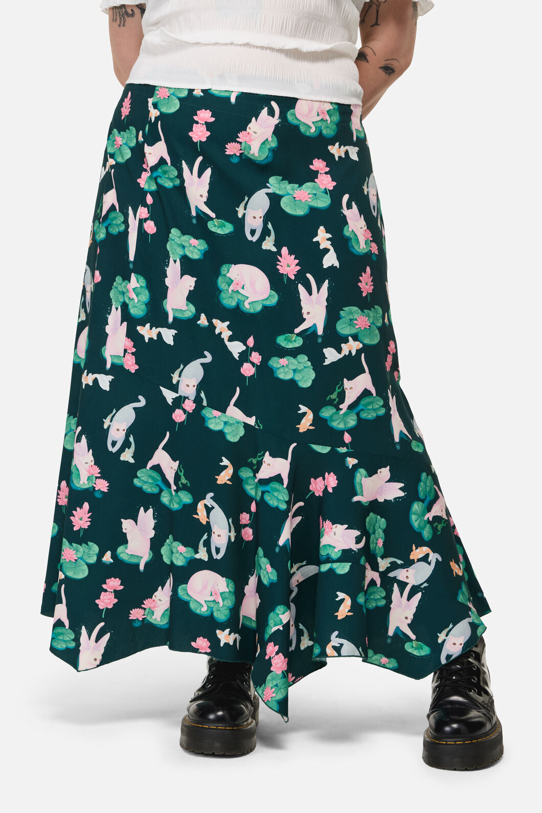 Dangerfield - Curve Lilycat Cottagcore Midi Skirt - green