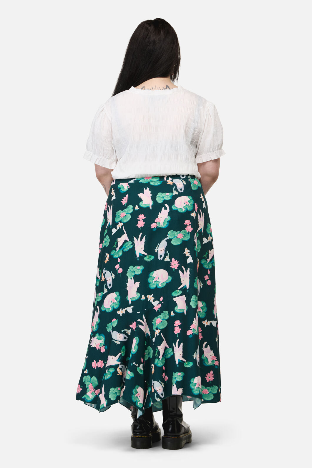 Dangerfield - Curve Lilycat Cottagcore Midi Skirt - green