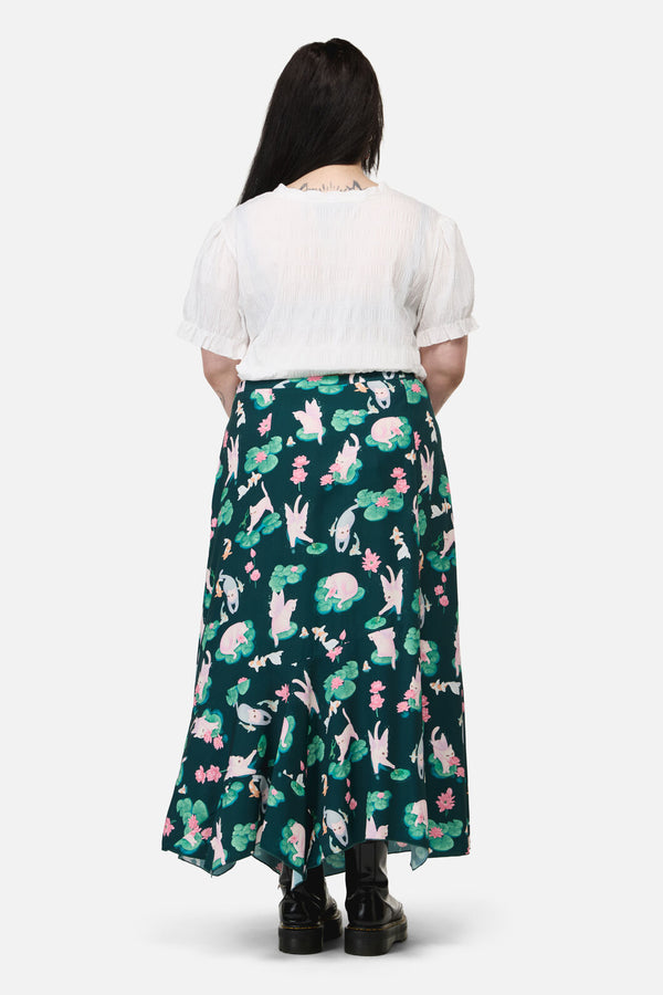 Dangerfield - Curve Lilycat Cottagcore Midi Skirt - green
