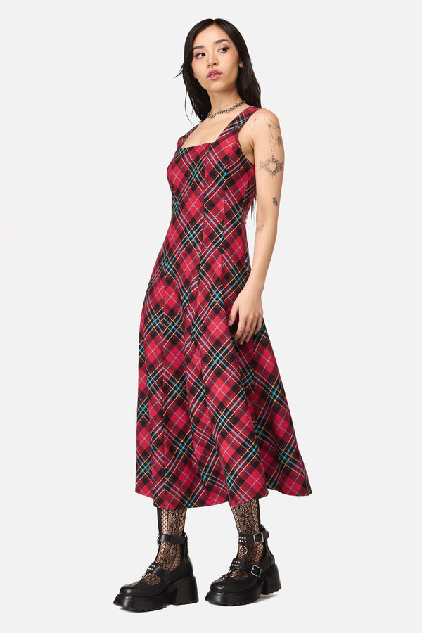 Dangerfield - Stop It Grunge TartanMidiDress - multi