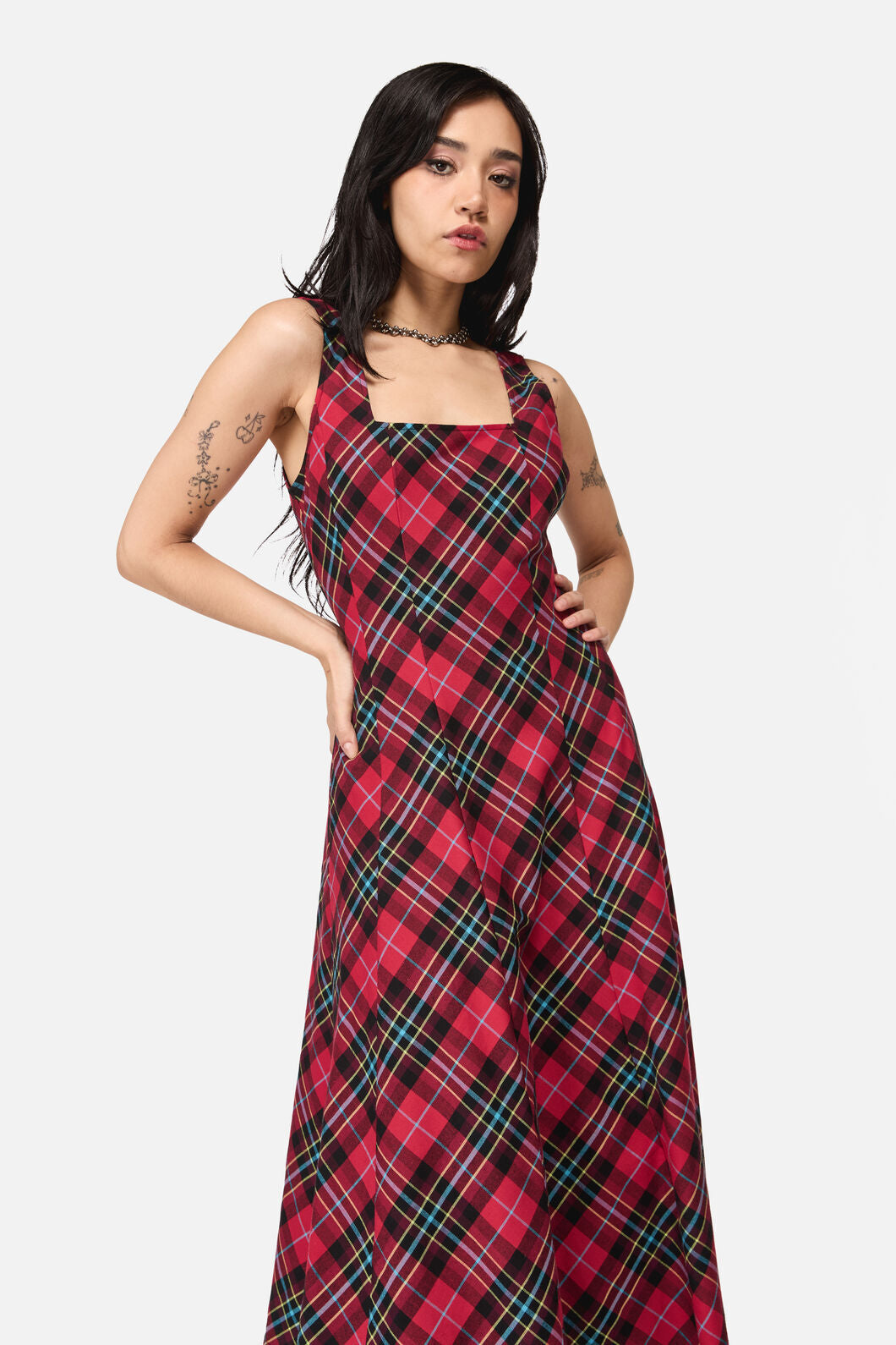Dangerfield - Stop It Grunge TartanMidiDress - multi