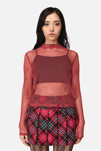 Dangerfield - Grunge Mesh Top - red