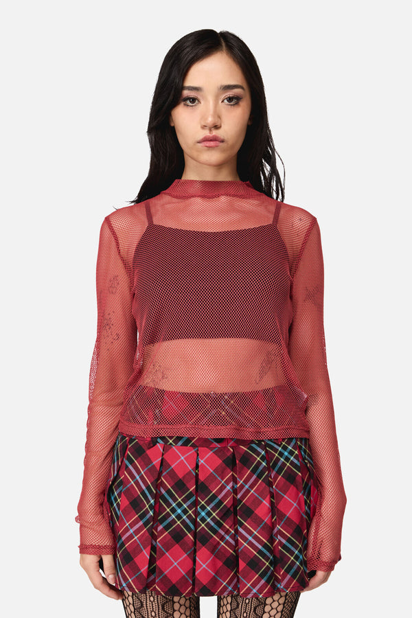 Dangerfield - Grunge Mesh Top - red