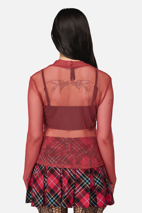 Dangerfield - Grunge Mesh Top - red