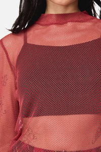 Dangerfield - Grunge Mesh Top - red
