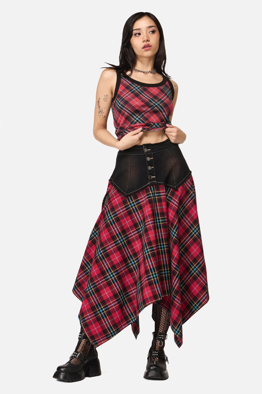 Dangerfield - Stop It Tartan Long Skirt - multi