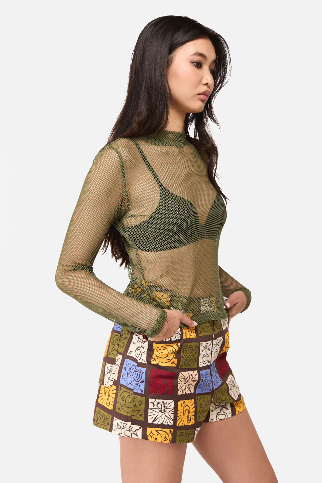 Dangerfield - Mushie Mesh Top - olive