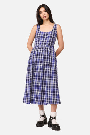Dangerfield - Whirl Tartan Midi Dress - purple-white
