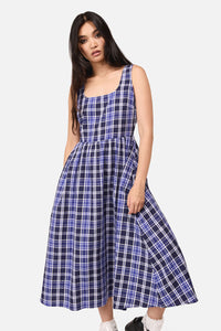 Dangerfield - Whirl Tartan Midi Dress - purple-white