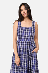 Dangerfield - Whirl Tartan Midi Dress - purple-white